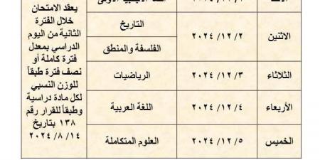 ننشر مقترح جداول امتحانات شهر نوفمبر 2024 محافظة القاهرة - محتوى بلس